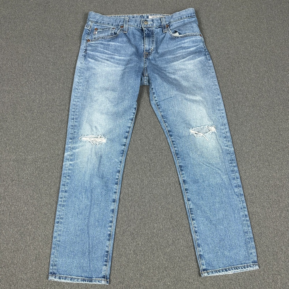 AG Adriano Goldschmied Ex-Boyfriend Slim Jeans 29R Distressed Light Wash Womens